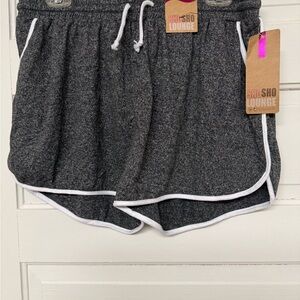 shosho Charcoal Gray Lounge Shorts with White Trim